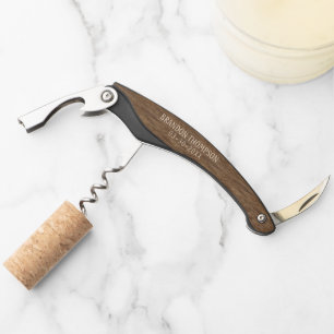 Tire-bouchon Marron Bois Grain Chic Rustique Personnalisé