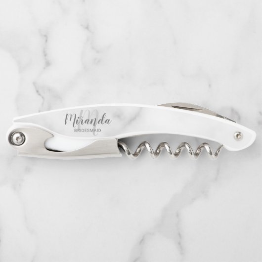 Tire-bouchon Modern Script Personalized Bridesmaid (Devant)