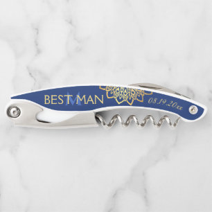 Tire-bouchon Monogram Navy Blue Gold Best Man Mariage