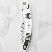 Tire-bouchon Monogramme Crabe noir et blanc Nautique (Devant)