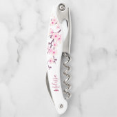 Tire-bouchon Monogramme de fleurs de cerisier rose blanc (Dos)