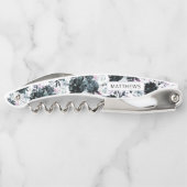 Tire-bouchon Monogramme de Mariage bleu de la marine naturelle (Dos)