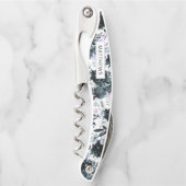 Tire-bouchon Monogramme de Mariage bleu de la marine naturelle (Devant)