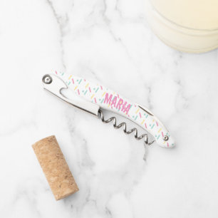 Tire-bouchon Monogramme de nom coloré avec paillettes