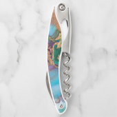 Tire-bouchon Monogramme marbre géode paon couleurs granit chic (Dos)