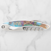 Tire-bouchon Monogramme marbre géode paon couleurs granit chic (Devant)