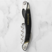 Tire-bouchon Monogramme Mariage noir blanc et or (Devant)