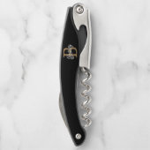 Tire-bouchon Monogramme moderne élégant Nom Black Gold Script (Dos)