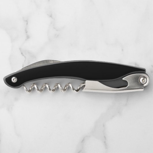 Tire-bouchon Monogramme moderne élégant Nom Black Gold Script (Dos)