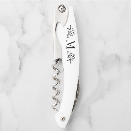 Tire-bouchon Monogramme moderne Initiale Rustique Botanique (Devant)