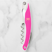 Tire-bouchon Monogramme Moderne Simple Hot Pink (Devant)