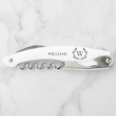 Tire-bouchon Monogramme Nom de famille Laurel Crest (Dos)