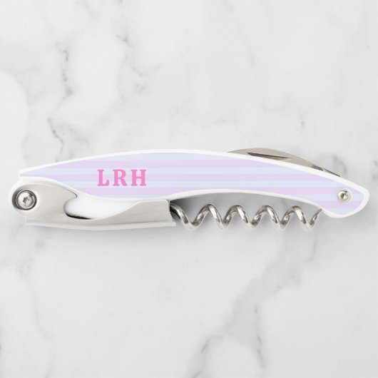 Tire-bouchon Monogramme Pastel Pop Plage Rayure Initiales Minus (Devant)