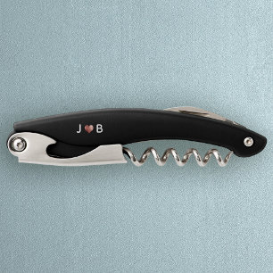 Tire-bouchon Monogramme Personnalisé de Couple en Forme de Cœur
