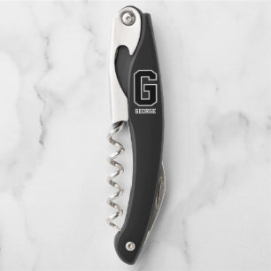 Tire-bouchon Monogramme personnalisé noir blanc pour lui