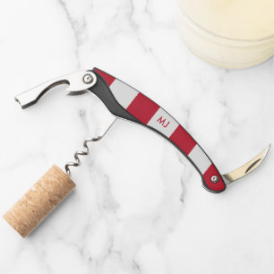 Tire-bouchon Monogramme rayures blanches et rouges