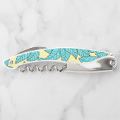 Tire-bouchon Monogramme rose vif du Motif botanique Feuille tur (Dos)