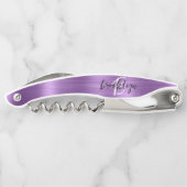 Tire-bouchon Monogramme Script Métal Brossé Faux Violet (Dos)