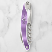 Tire-bouchon Monogramme Script Métal Brossé Faux Violet (Dos)