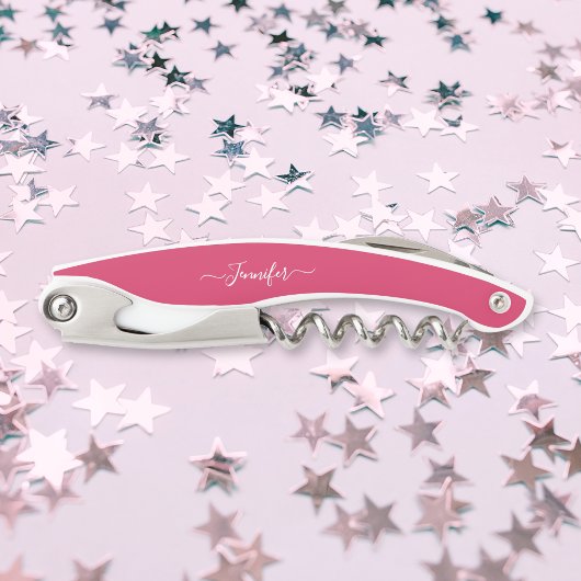 Tire-bouchon Monogramme Vin de bière Vis de bouchon rose Ouvert