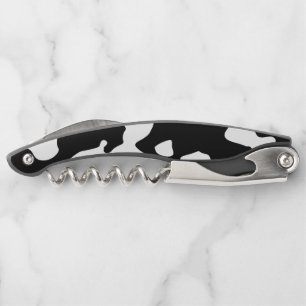 Tire-bouchon Motif de vache noir et blanc