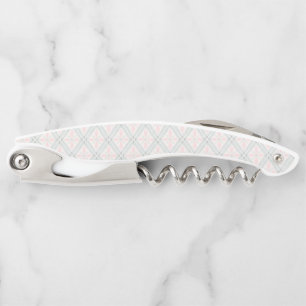Tire-bouchon Motif diamant pastel vert et rose