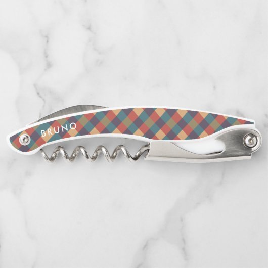 Tire-bouchon Motif en plaid rouge et beige (Dos)