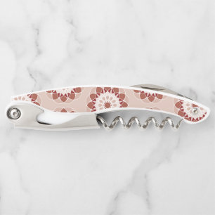Tire-bouchon Motif mandala floral rose et burgundy