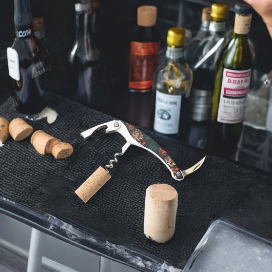 Tire-bouchon Motif rose et Feuille