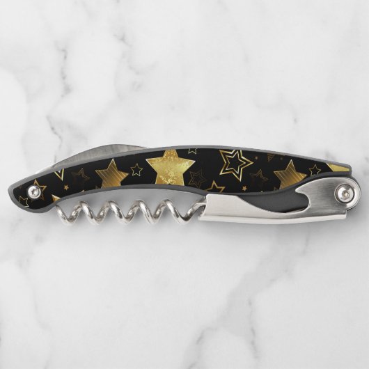 Tire-bouchon Motif sans couture avec étoiles d'or (Dos)