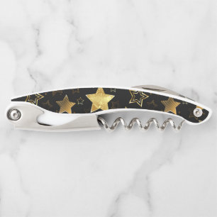 Tire-bouchon Motif sans couture avec étoiles d'or