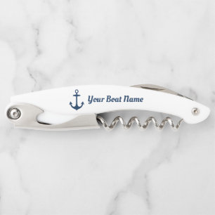 Tire-bouchon Nautical Navy Blue Nom personnalisé du bateau