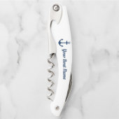 Tire-bouchon Nautical Navy Blue Personalized Boat (Devant)