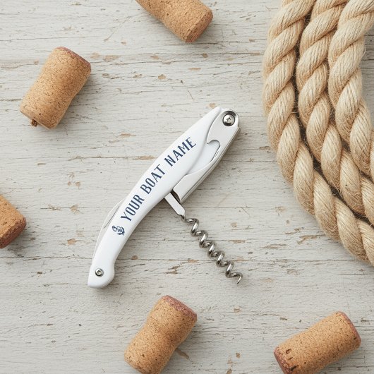 Tire-bouchon Nautical Navy Rustic Ancre Nom du bateau