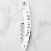Tire-bouchon Nautical Navy Rustic Ancre Nom du bateau (Devant)