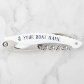 Tire-bouchon Nautical Navy Rustic Ancre Nom du bateau (Devant)