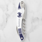 Tire-bouchon Navire Monogrammé Crabe Bleu Blanc Nautique (Dos)