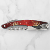 Tire-bouchon Noël Golden Snowflakes sur Arrière - plan rouge (Dos)