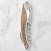 Tire-bouchon Noir chic rustique en cuir marron monogramme (Dos)