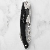 Tire-bouchon Noir et blanc | Monogramme moderne (Dos)