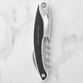 Tire-bouchon Noir & or moderne simple personnalisé monogramme w (Dos)