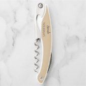 Tire-bouchon Noir tendance Elegant Prénom | Tan Brown (Devant)