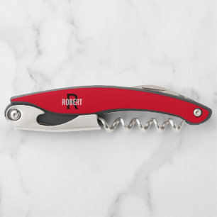 Tire-bouchon Nom de monogramme rouge moderne