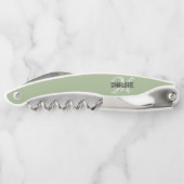 Tire-bouchon Nom de monogramme vert de sauge moderne (Dos)