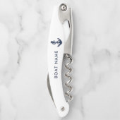 Tire-bouchon Nom du bateau nautique Marine Blue Ancre Party Cus (Dos)