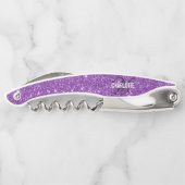 Tire-bouchon Nom monogramme de parties scintillant violet moder (Dos)