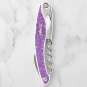 Tire-bouchon Nom monogramme de parties scintillant violet moder (Dos)