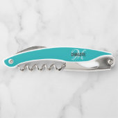 Tire-bouchon Nom Turquoise de monogramme moderne Corkvis (Dos)