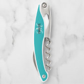 Tire-bouchon Nom Turquoise de monogramme moderne Corkvis (Dos)
