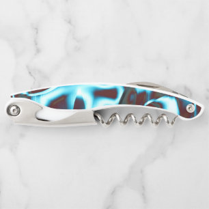 Tire-bouchon Nuances de cyan clair sur bandes abstraites rouge 